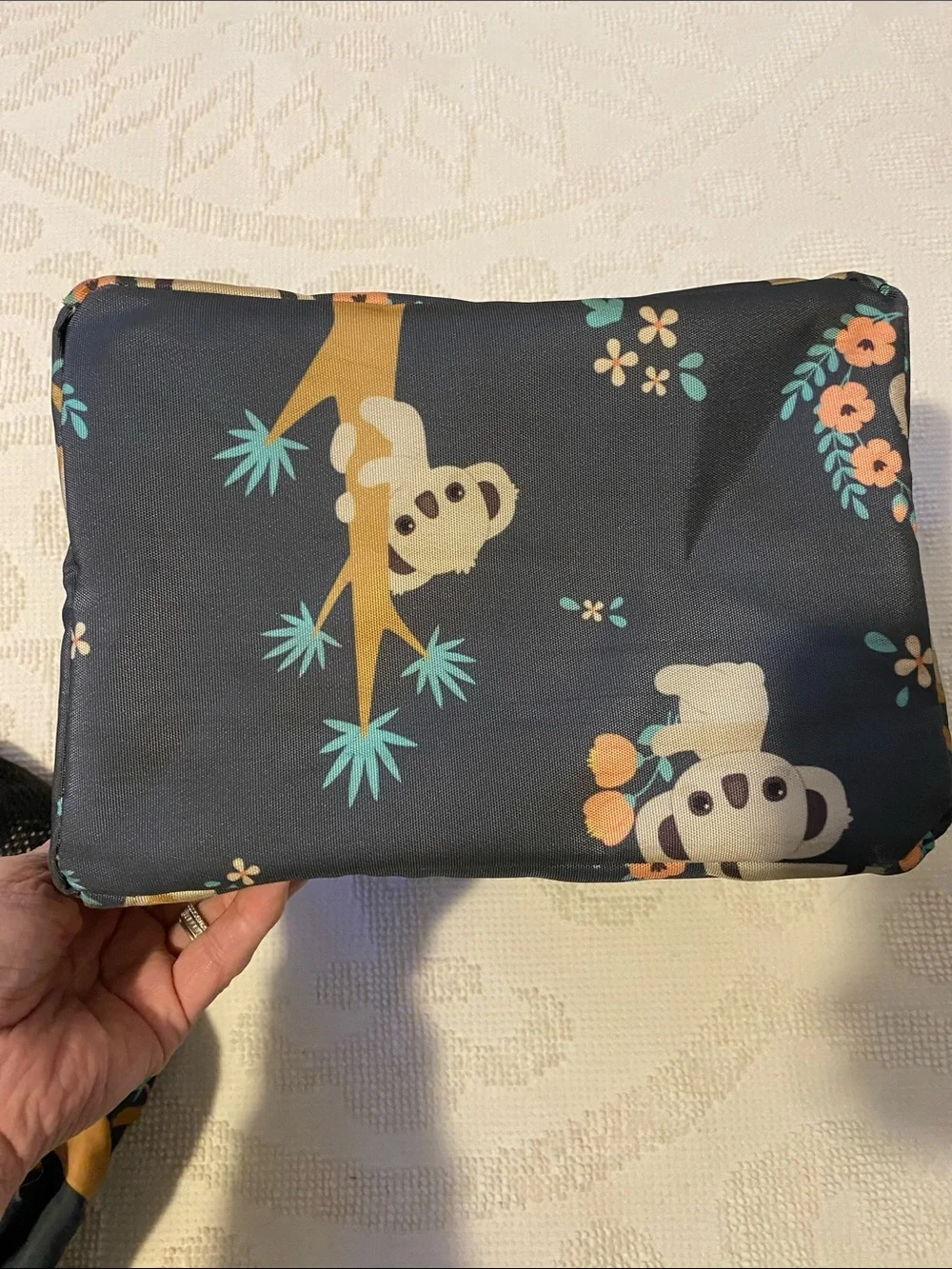 Kids Koala Print Backpack & Lunch Bag Set - Navy with Coral Accents